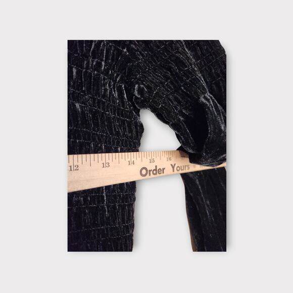 Parker Womens Tiara Smocked Velvet Dress Black Square Neck S Velvet Glamour - Picture 6 of 8